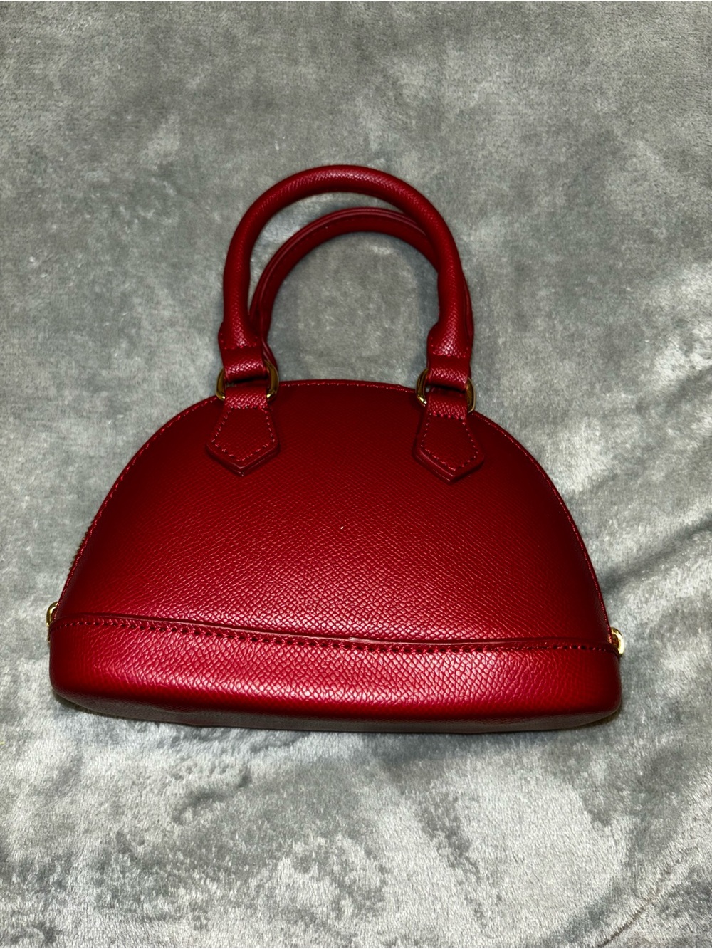 Red Dome-Top Leather Satchel - Unbranded